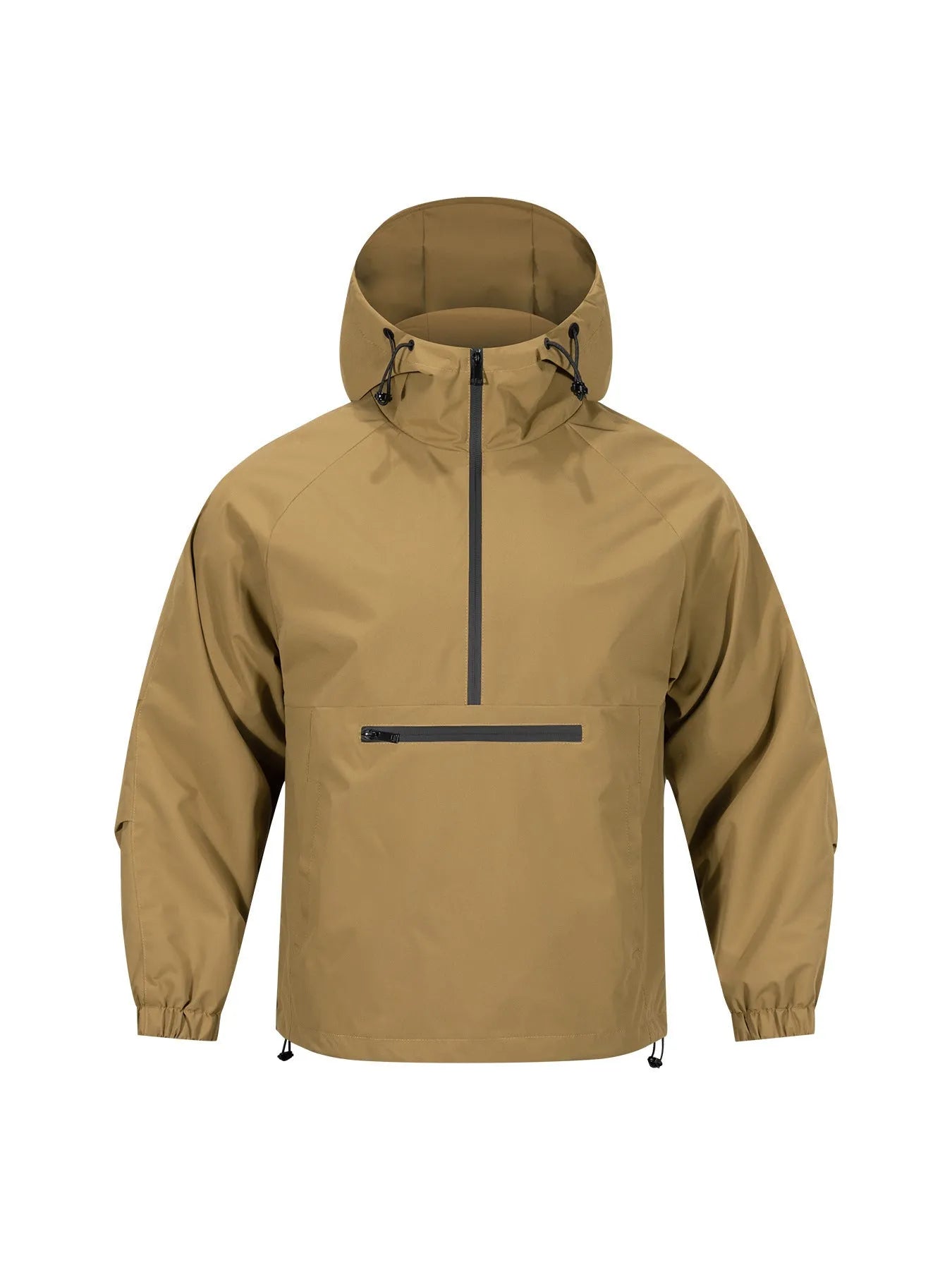 Men's Korean-style loose half-zip hooded corduroy jacket in light grey colour
