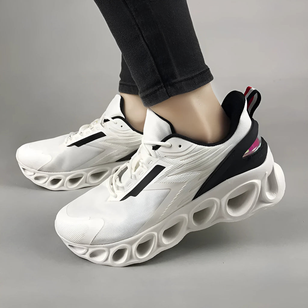 Men's black breathable low-top casual sports shoes with mesh upper and lace-up front