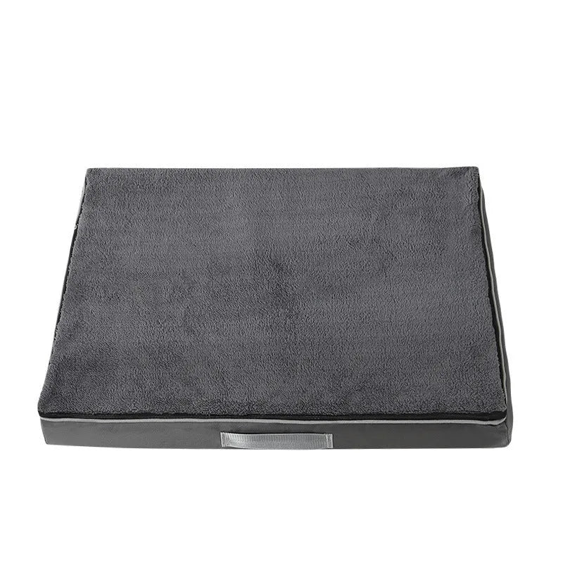 Removable cover memory foam dog mat in khaki, shown in a 90x70x10cm size.