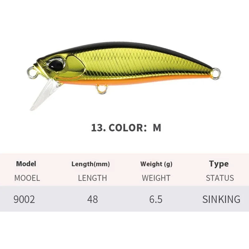 Tossing Japanese 48mm submerged mino fishing lure for mandarinfish and snakehead species