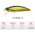 Tossing Japanese 48mm submerged mino fishing lure for mandarinfish and snakehead species