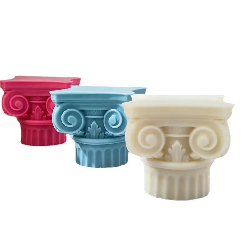 A flexible silicone mould in the shape of a stylised Roman pillar for multi-purpose crafting.