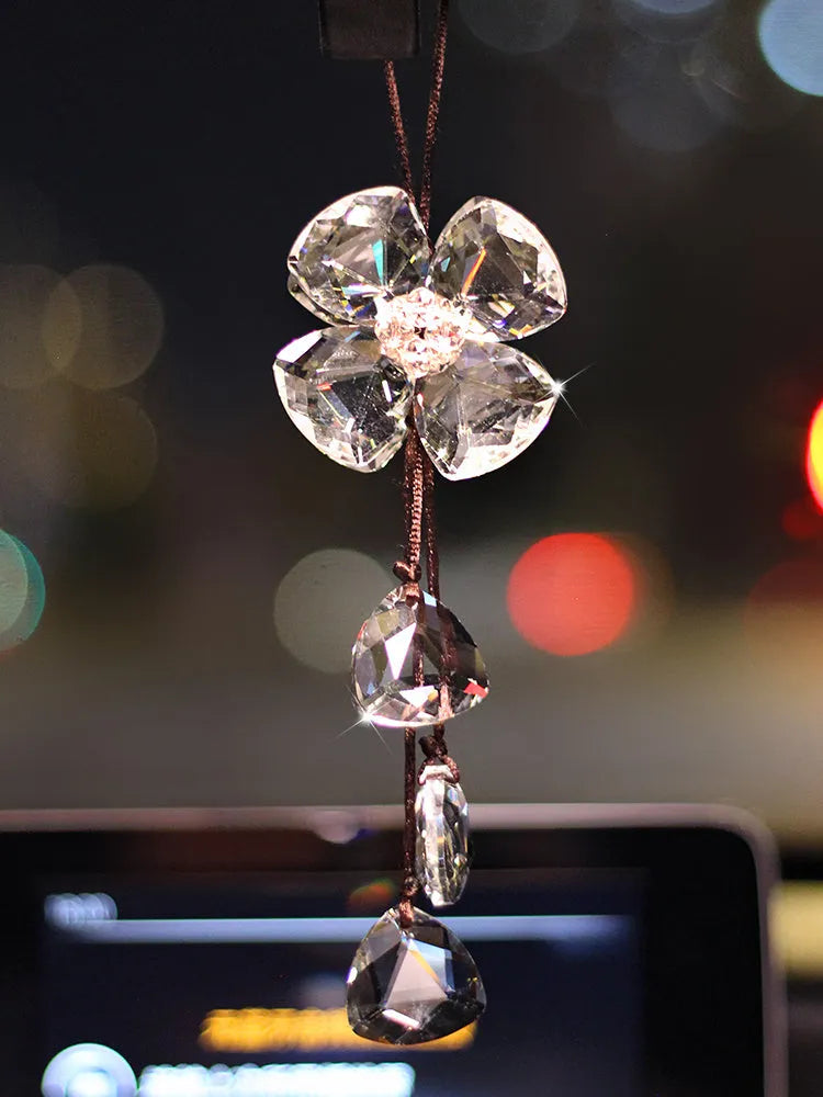 20cm crystal four-leaf clover car pendant in multiple colour options