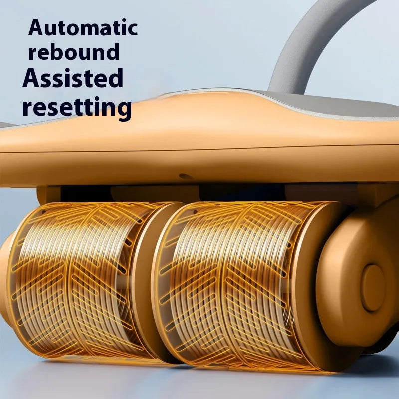 Three-wheel abdominal fitness equipment with automatic rebound and included kneel pad