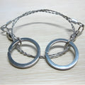 Outdoor survival wire saw with stainless steel blade, pull rings, and hoop showing 55cm cutting length