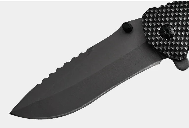 Outdoor Moonlight folding camping knife with laser Damascus pattern stainless steel blade and sandalwood handle