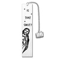 Stainless steel metal bookmark with Reading Enthusiasts engraving and a decorative tassel.