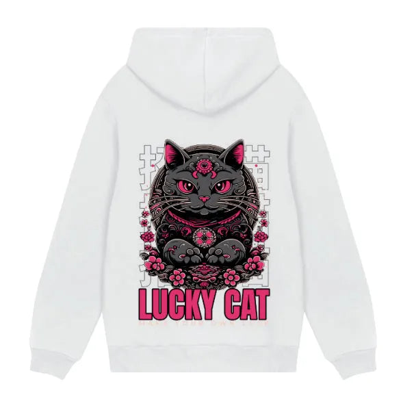 Drop shoulder loose solid colour polyester hooded sweatshirt pullover in white on a model