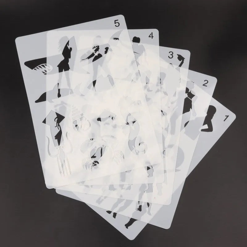 White plastic drawing stencil templates for art and craft projects