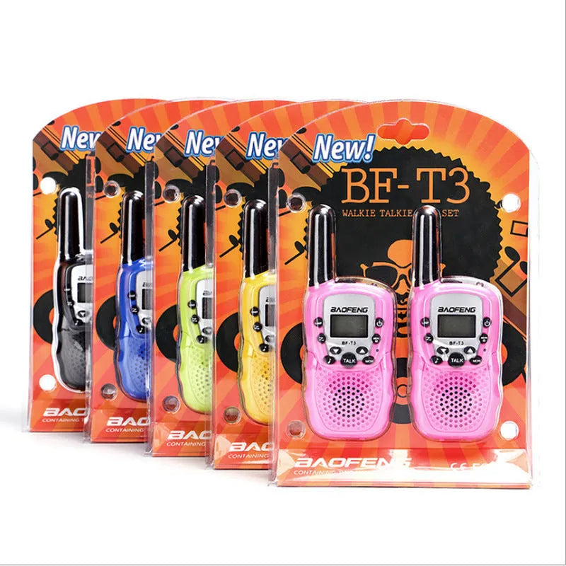 Child walkie talkie set with two handheld radios in choice of colours