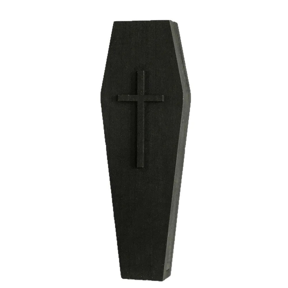 Black cross-shaped wooden wall vase shelf for decorative display measuring 27cm wide by 9cm tall