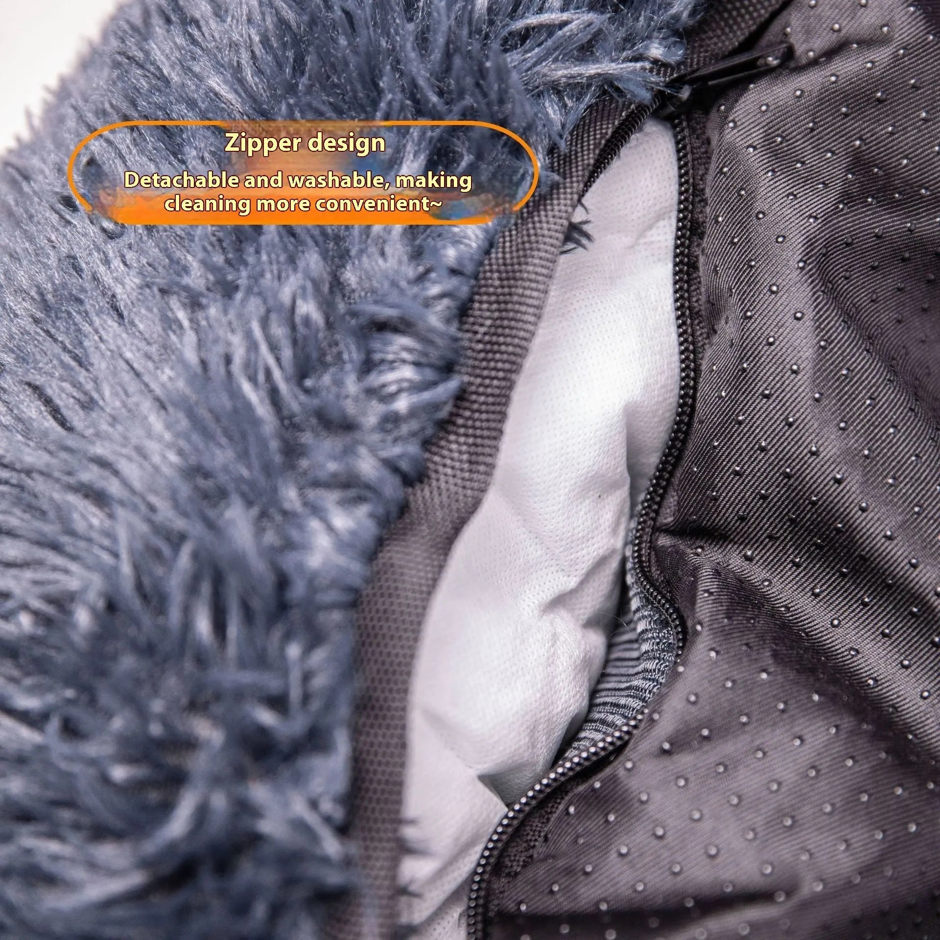 Winter thickened thermal vehicle pet mat on car seat in dark grey colour
