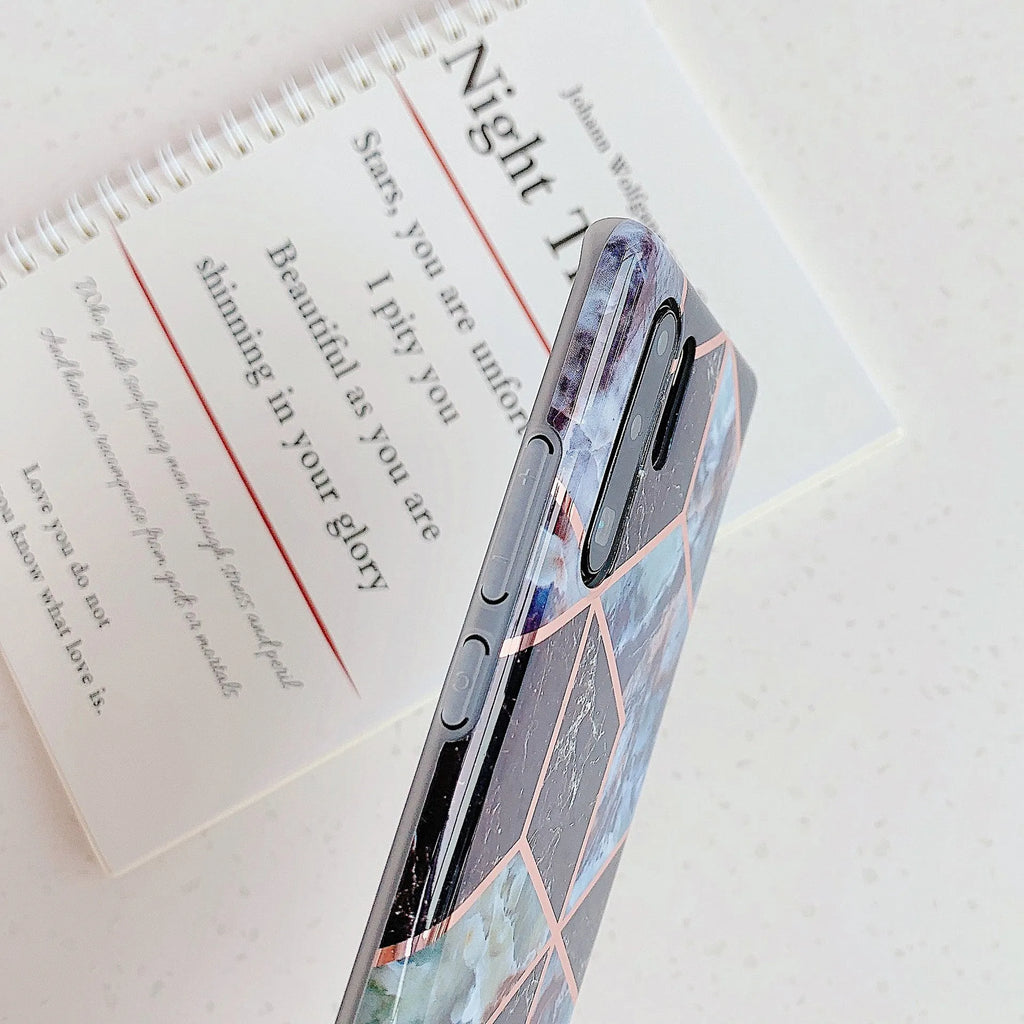Electroplated marble finish TPU phone case for Huawei and Samsung mobile phones