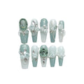 Women's green camellia pattern diamond bracelet with matching plastic armour suit jewellery set