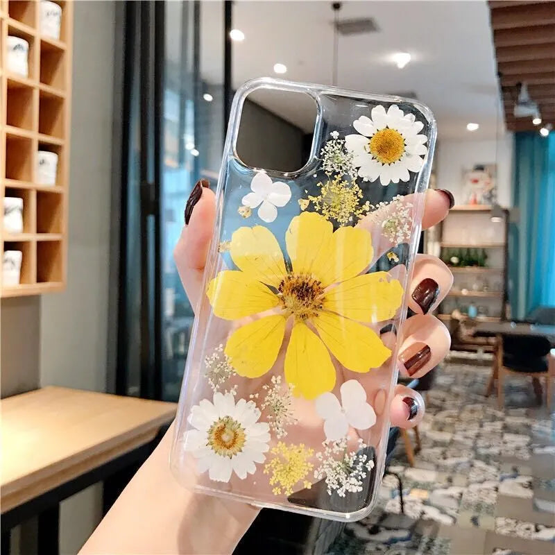 Floral print TPU back cover phone case for iPhone with large pink flower design