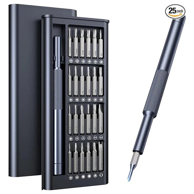 25-in-one magnetic screwdriver set with chrome vanadium steel bits and ABS handle