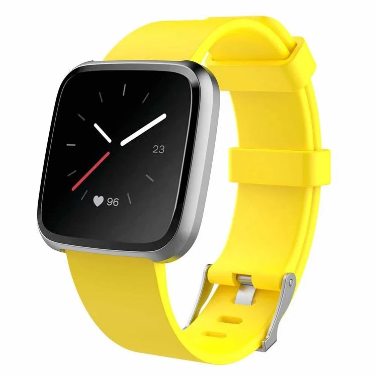 Fitbit Versa Lite replacement strap in multiple colours showing TPE material and size options.