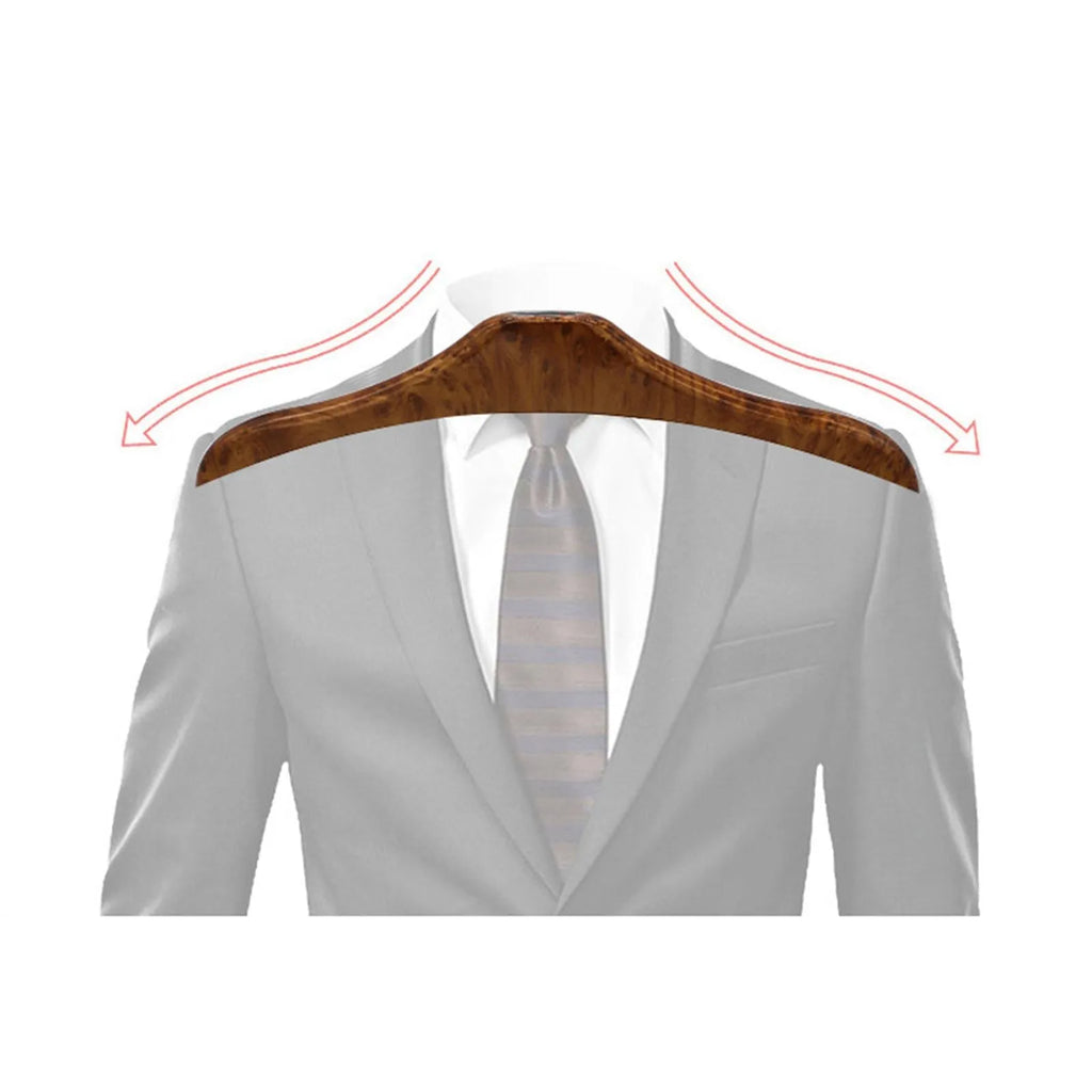 Wood yellow stainless steel car clothes hanger hanging a suit jacket