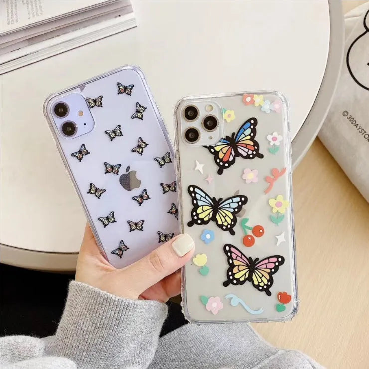 Color Butterfly TPU phone case back cover with solid butterfly pattern for iPhone