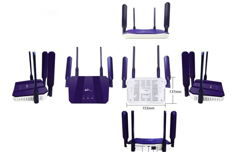 Blue 4G all netcom dual mode router with four extended antennas