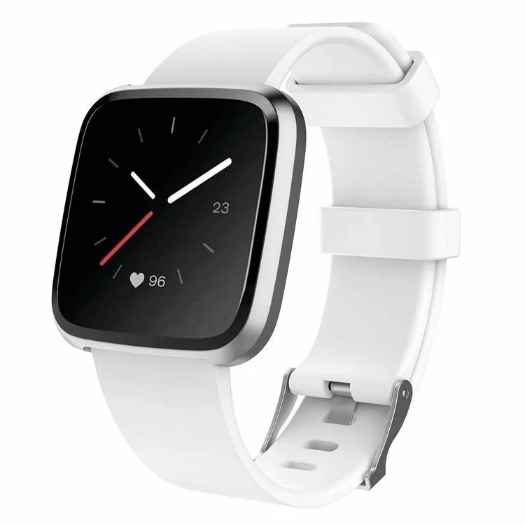 Fitbit Versa Lite replacement strap in multiple colours showing TPE material and size options.
