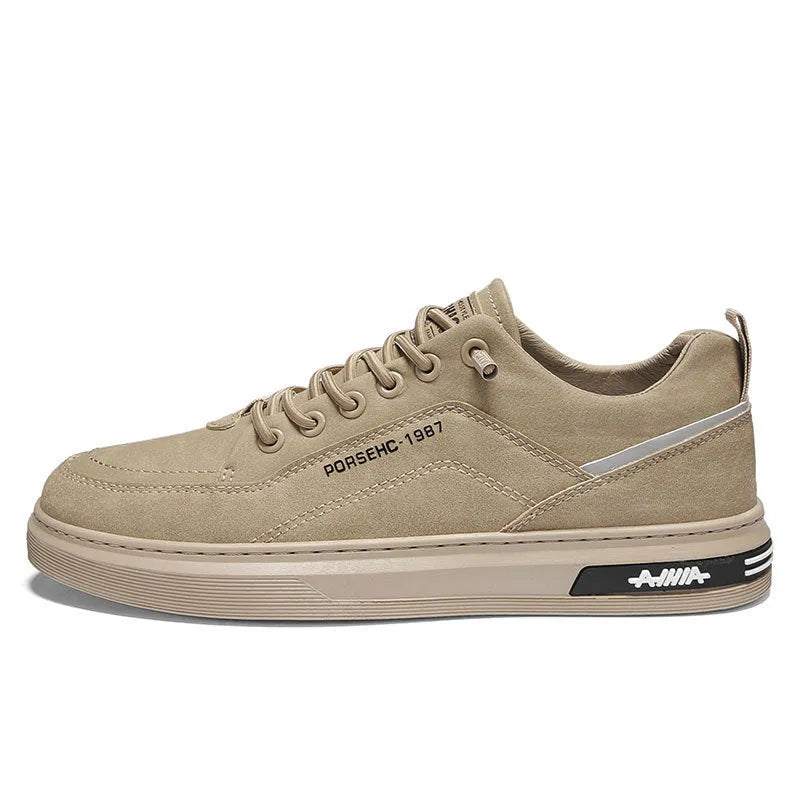 Men's black waterproof casual work shoes with non-slip rubber soles and artificial PU upper