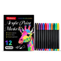 Set of 12 acrylic paint markers with waterproof ink for multiple surfaces including wood, glass, and metal