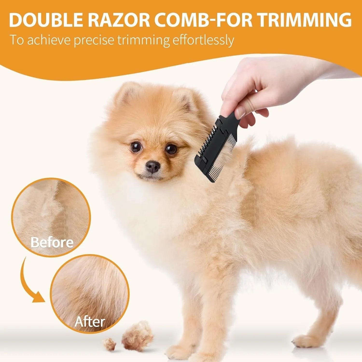 Pet razor comb and trimmer tool with spare blades for dog and cat grooming