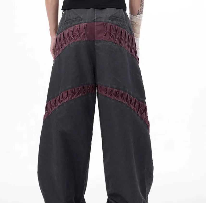 Retro three-dimensional keel casual sports pants in grey with straight hem design