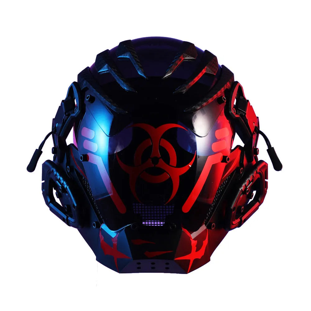 Black bioweapon tech mask full face helmet prop for cyberpunk costume parties
