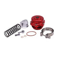 Aluminium alloy automobile pressure relief valve in 50mm size, shown in multiple colour options.