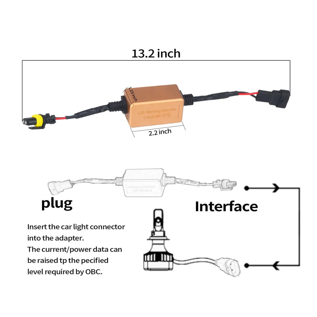 Black alloy LED car headlight Canbus decoder adapter for H4 H7 H11 anti-flicker installation.