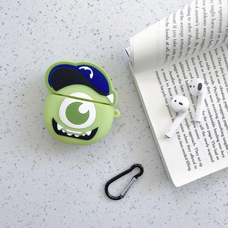 Silicone AirPods case with cartoon animal design in multiple colour options