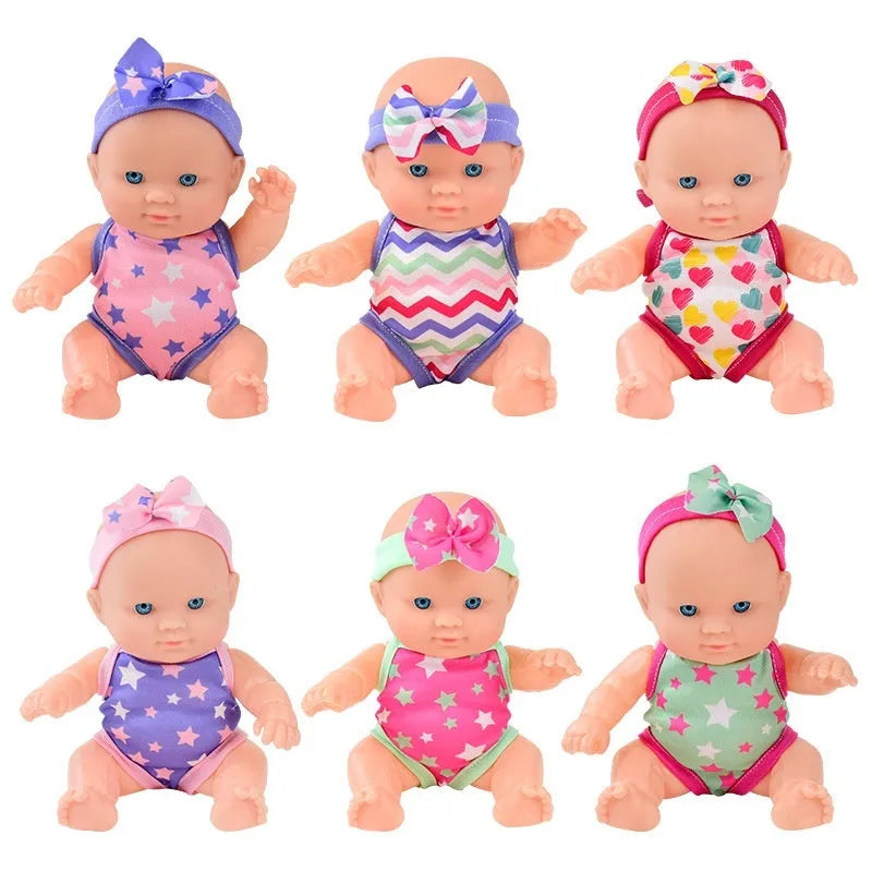 Simulation baby vinyl figurine doll in colour option, 21.5cm tall, realistic design