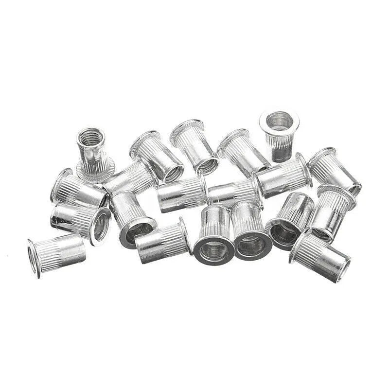 Alloy steel manual riveter nut set with mandrels, shown in 86pc or 106pc kit options