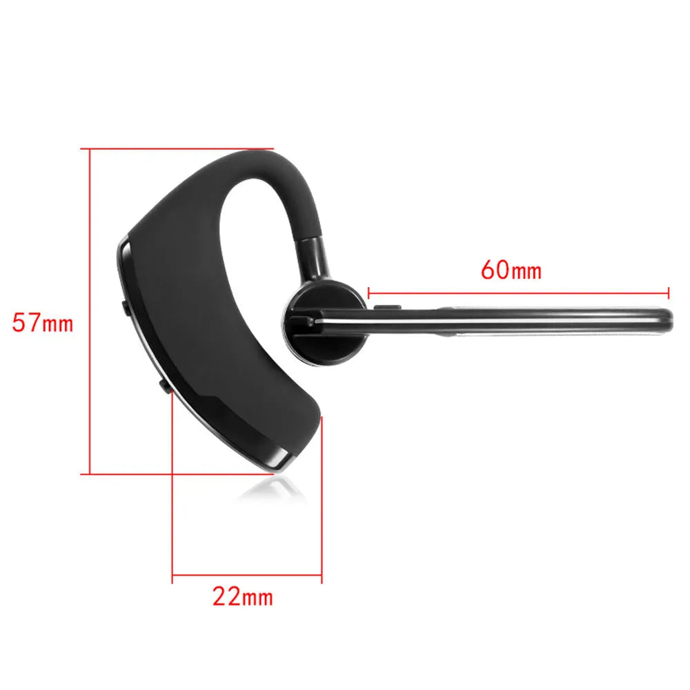 V9 Jerry black Bluetooth headset with ear-bud and charging cable on a white background
