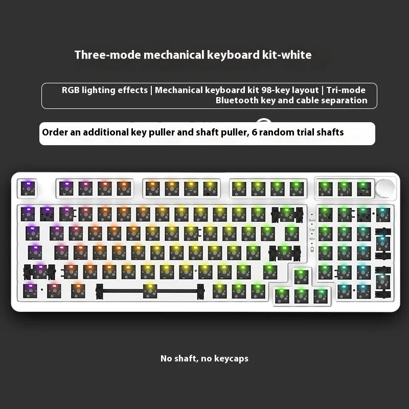 98 key wireless Bluetooth mechanical keyboard kit with metal knob and multiple colour options