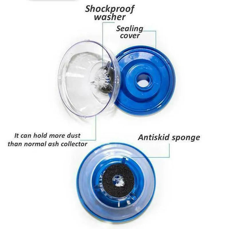 Blue bowl-shaped electric hammer dust cover for drilling, showing non-slip sponge and dimensions 88x50x44mm.