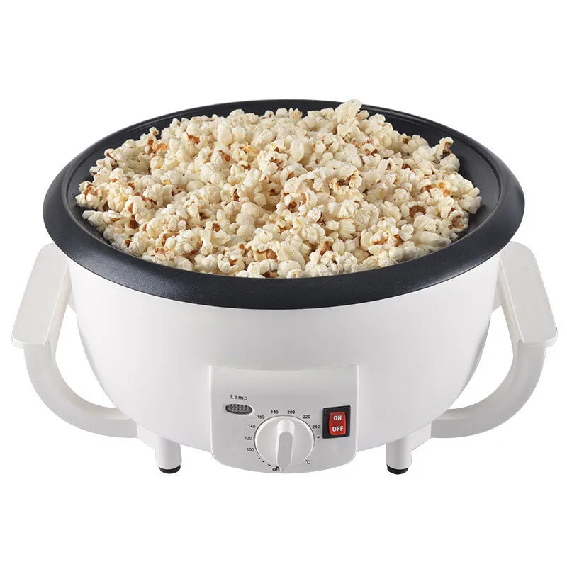 White oblate coffee bean roasting machine with 225mm pot base for home use