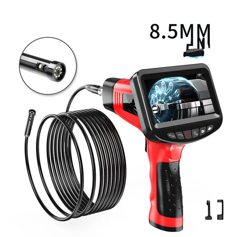 8.5mm dual lens endoscope inspection camera with LED lights and coiled cable