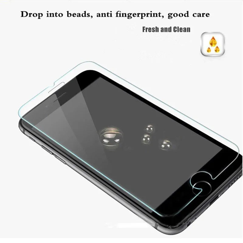 iPhone tempered glass screen protector with 9H hardness and oleophobic coating