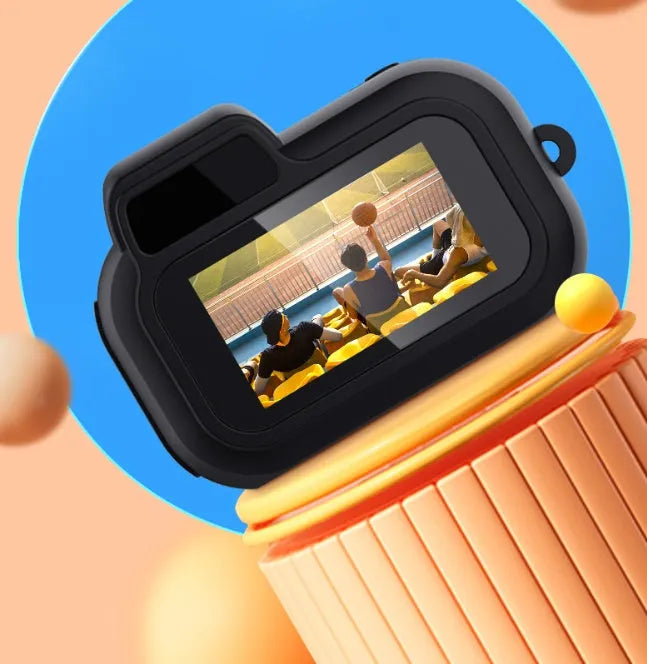 Black Y3000 HD outdoor sports camera with small LCD screen, shown next to optional memory cards.