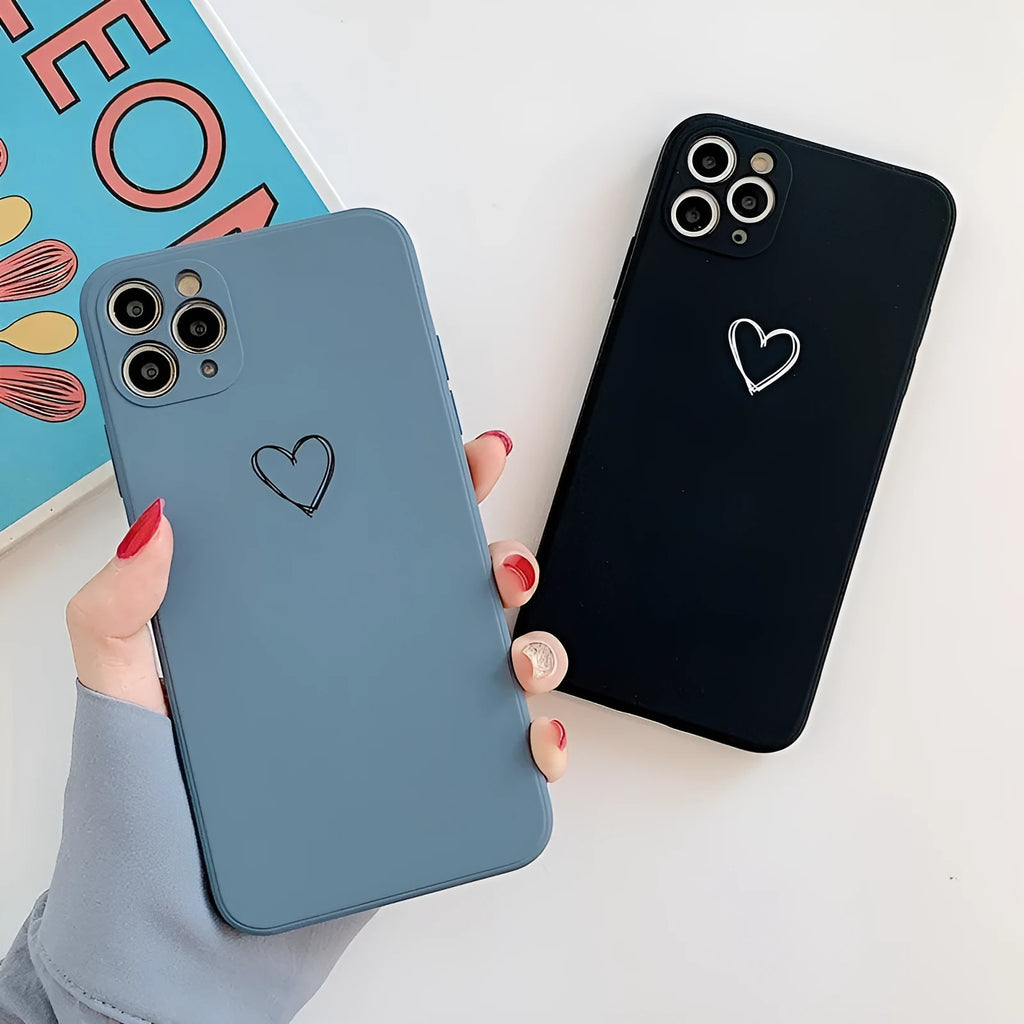Solid colour silicone TPU phone case for Apple iPhone on a table.
