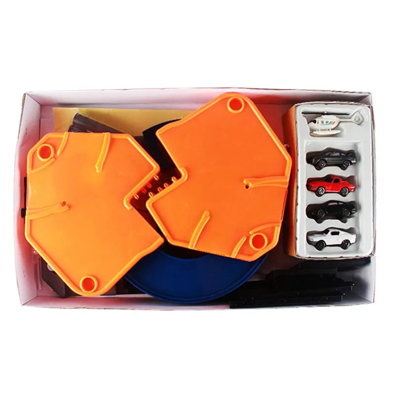 Multi-coloured 3D parking lot model toy made from ABS plastic for children's DIY assembly and spatial thinking play