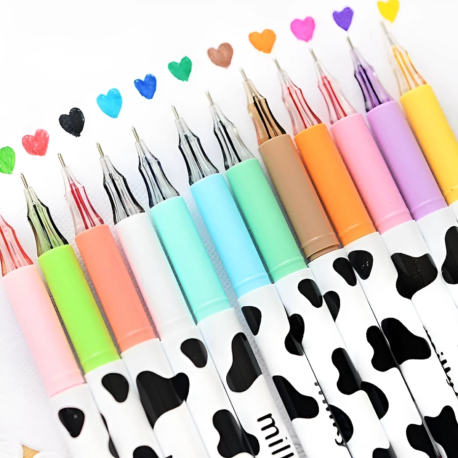Cow colour gel pen set with 0.38mm tips and 12 different colour refills