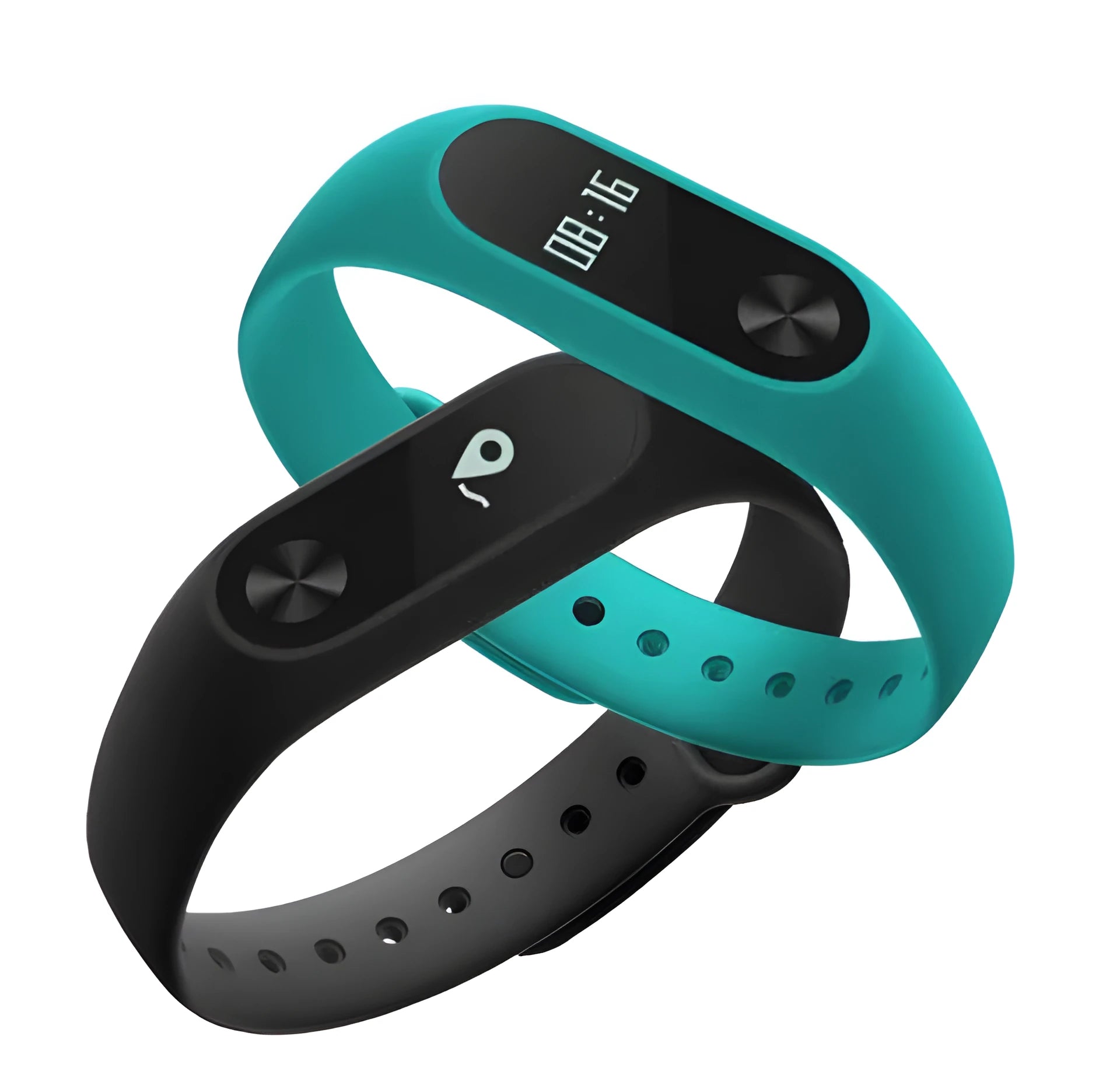 Black Xiaomi Mi Band 2 fitness tracker with OLED screen on an adjustable wrist strap