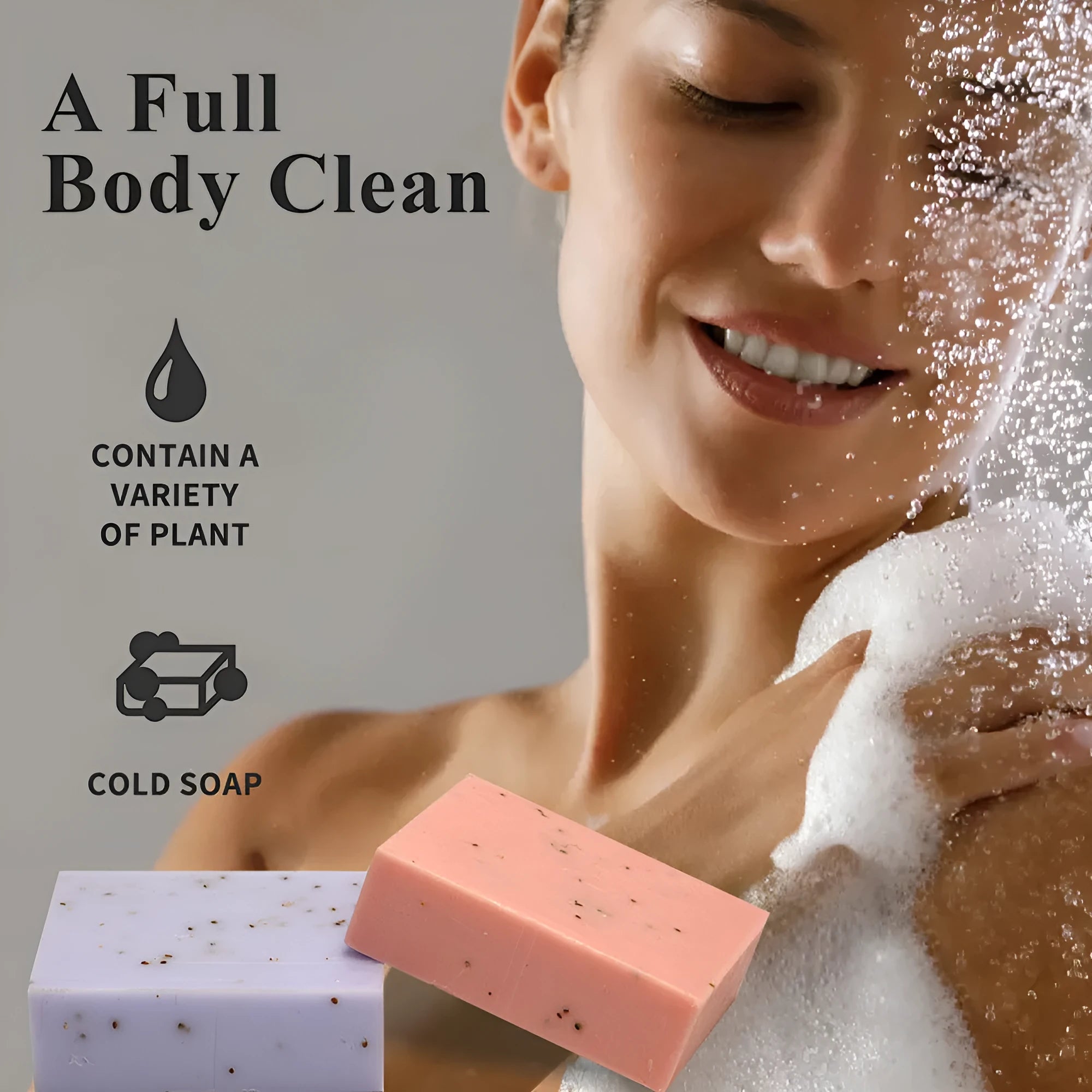 Plant handmade essential oil soap bar 100g for whole body cleansing in green tea lavender rose and coconut scents