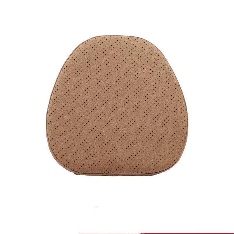 Volvo car headrest neck pillow and lumbar support cushion set in brown colour with synthetic fibre filling