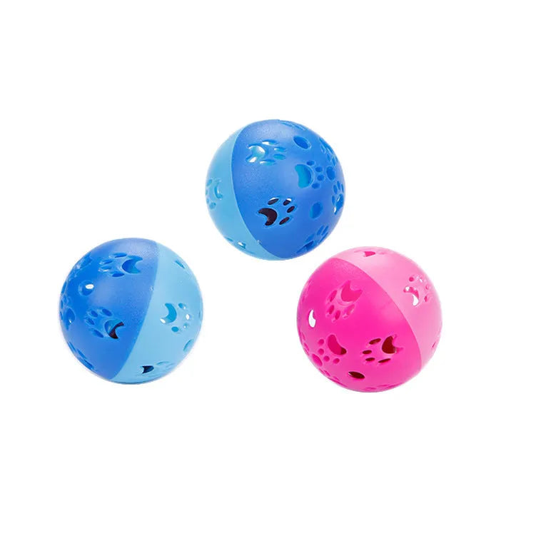 Pethome hollow plastic sounding cat toy ball in pink and blue 5cm diameter