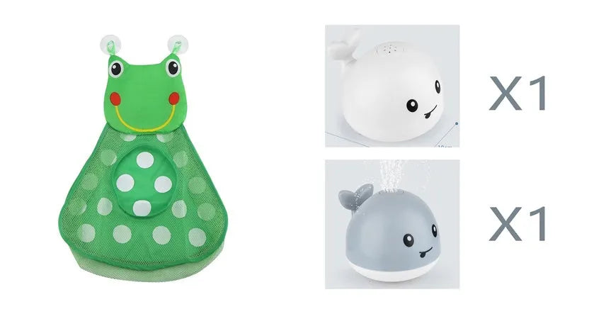 Automatic water spray whale bath toy with lights floating in baby bath